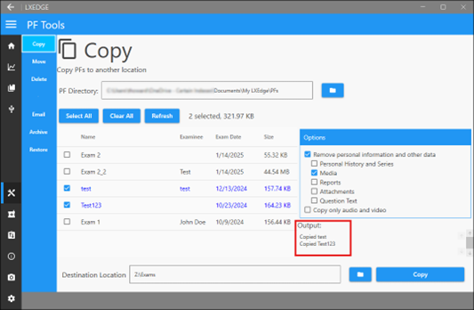 Copy Output Area